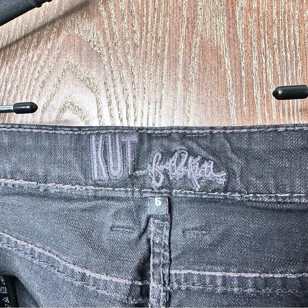 Y2K Embroidered Bootcut Denim Jeans Womens 6 Black Mid Rise Wide Leg Casual Pant - Picture 9 of 11